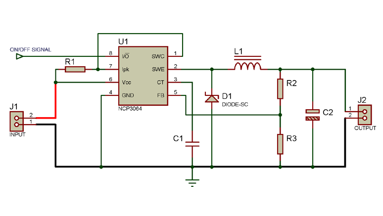 Buck circuit using NCP3064