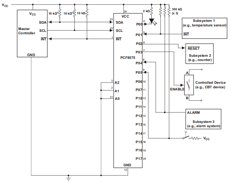 PCF8575 Application Schematic