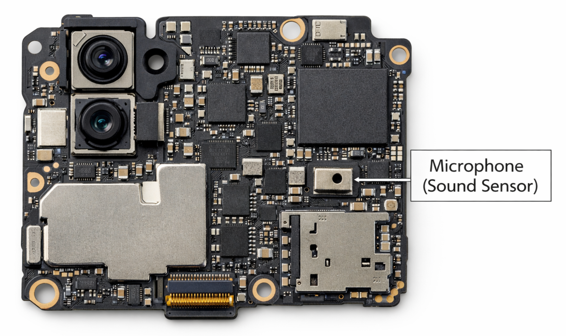 Microphone (sound sensor) on Smartphone Motherboard
